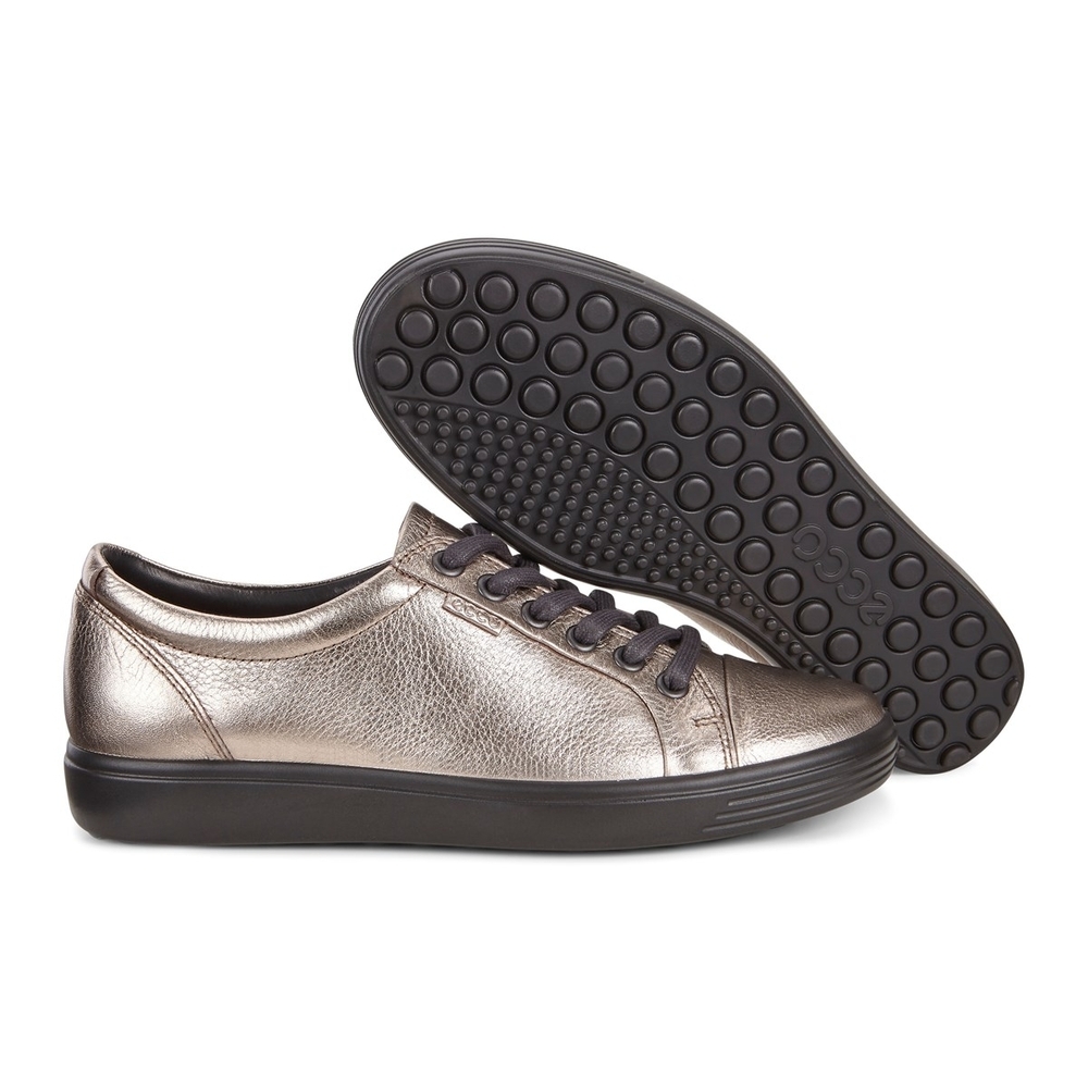 Ecco Metallic Sneakers Casual Low-Top Design With Saluber Insole Size 41 10